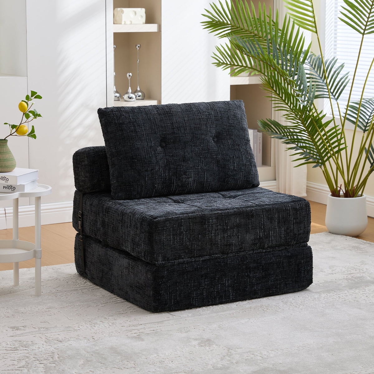 Folding Sofa Bed with Pillows & Backrest, Portable Floor Sofa for Living Room & Bedroom