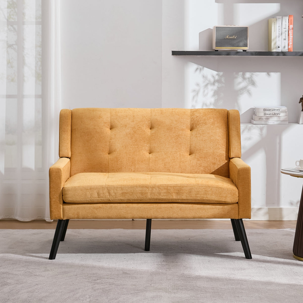 Accent Armchair Set, 2-Piece Single and Double Chairs with High-Density Foam and Solid Wood Legs, Durable Fabric