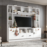 TV Wall Unit Set 180x170cm Display Cabinet 2 Cabinets 2 Drawers for 60" TV - White