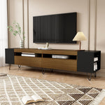 Modern TV Cabinet 180cm, Black and Wood Look
