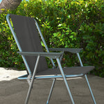 Folding Chair Set of 4, Foldable Garden Camping with Backrest Armrest, Oxford Grey