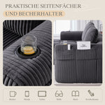 Compact Sofa Modular Side Pocket Cup Holder 3 Cushions - Corduroy Dark Gray