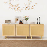 Modular Storage Cabinet Sideboard, 3-Door Rattan Rustic 180cm, Natural Wood Look