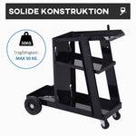 DURHAND Welding Cart, 3 Shelves, Safety Chain, Steel, Black