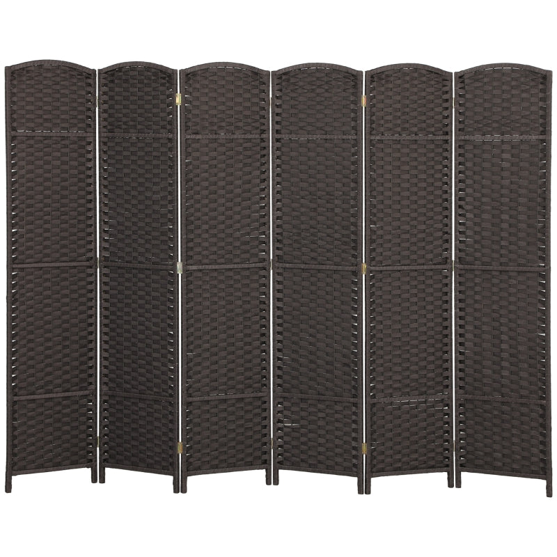 6-Panel Room Divider, Foldable Privacy Screen, Home Office, Brown