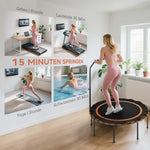 Fitness Trampoline Adjustable Handrail Indoor/Outdoor - Orange