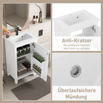 Floor-standing Bathroom Vanity Unit with Integrated Ceramic Sink and Adjustable Shelves, White