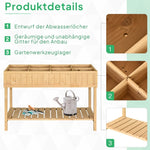 Planting Table Raised Bed, 8 Compartments with Drainage, Fir Solid Wood