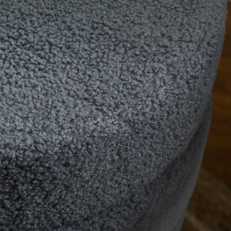 Stool, Round Teddy Fleece, 120 kg, Dark Grey