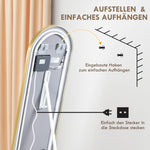 Full-Length Mirror, Dimmable LED, Wall & Standing, Touch Switch, Gold