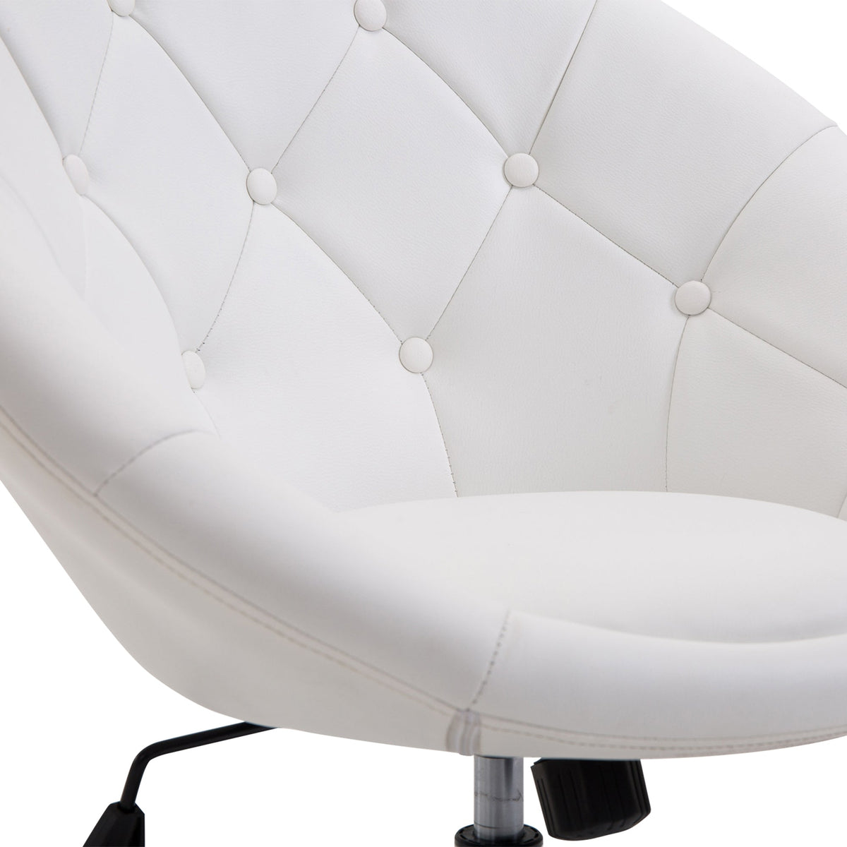 Work Stool Swivel Height-Adjustable Chrome-Plated Black/White PU Steel