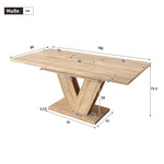 Extendable Dining Table 140/180x80cm Rectangular Thickened Top V-Shaped Legs Oak Color