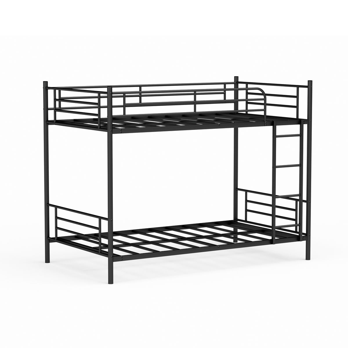 Bunk Bed 90x190cm Loft Bed with Ladder & Railing - Black Iron