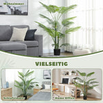 Artificial Palm Tree, 16 UV-Resistant Plastic Leaves with Pot, Green