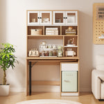 Computer Desk Shelf Cabinet Work Desk 180cm, White Natural