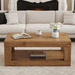 Modern 2-Tiered Coffee Table with Rectangular Open Storage Shelf, MDF