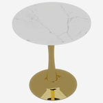 Coffee Table Round Marble Top Mid-Century Modern Style 27.6-inch Golden
