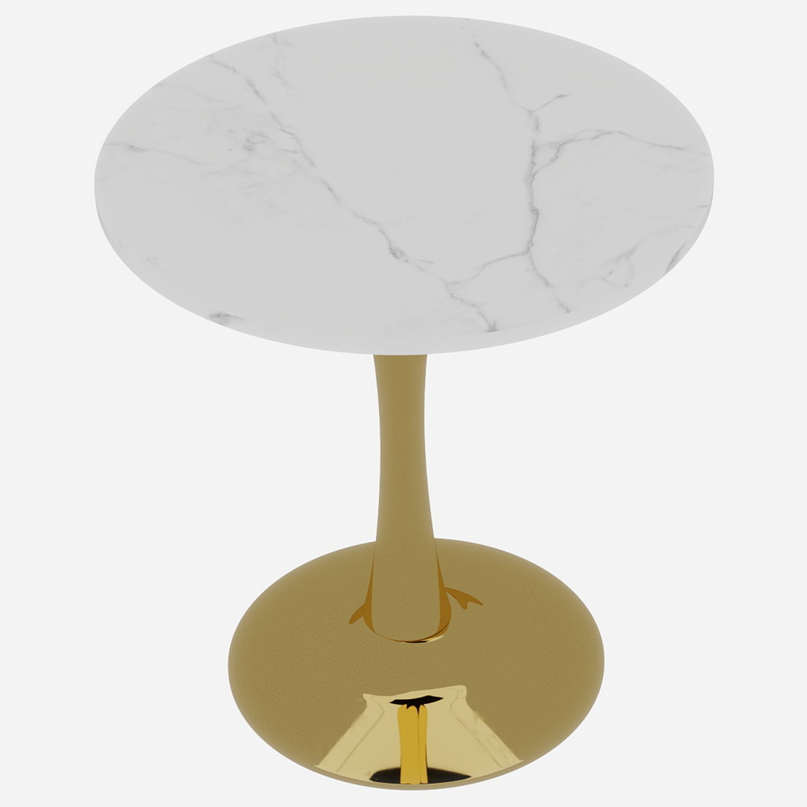 Coffee Table Round Marble Top Mid-Century Modern Style 27.6-inch Golden