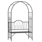 Rose Arch with Bench, Garden Trellis, Metal Black