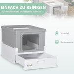 Cat Litter Box with Lid, Scoop, Deodorizing Box, Plastic