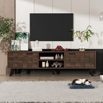 Modern TV Cabinet 2 Doors 2 Open Compartments 160.5cm - Dark Wood Grain