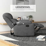 Reclining Armchair, Upholstered Lounge Chair Linen Look, Grey