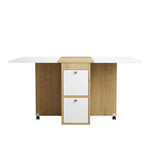 Dining Table Set Extendable Folding Multifunctional 4 Chairs White + Oak