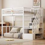 Loft Bed 90x200 Safety Storage Ladder Solid Pine Wood, White