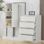 Drawer Cabinet Wardrobe Set Sideboard Clothes Rail W140/W40/H135 White