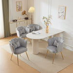 Chairs, Set of 4 Velvet Upholstered with Petal Back & Gold Legs, Modern