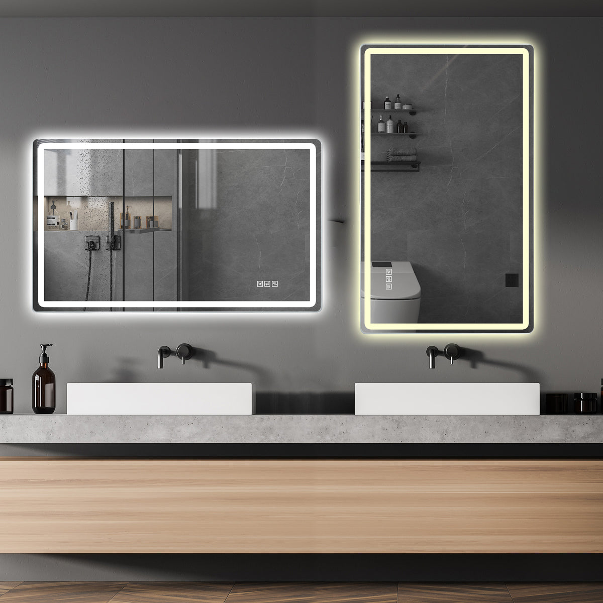 Frameless LED Bathroom Mirror 60x120cm - Anti-Fog Dimmable Glass