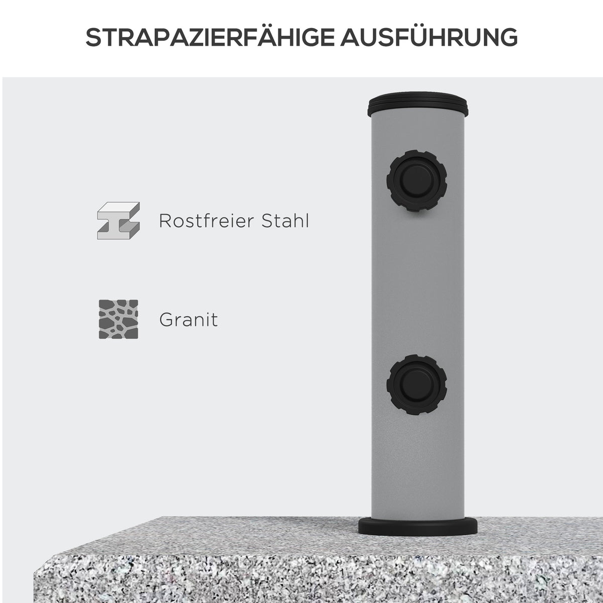 Granite Parasol Base, 28kg with Wheels, Pole Diameters 32/38/48mm, Grey