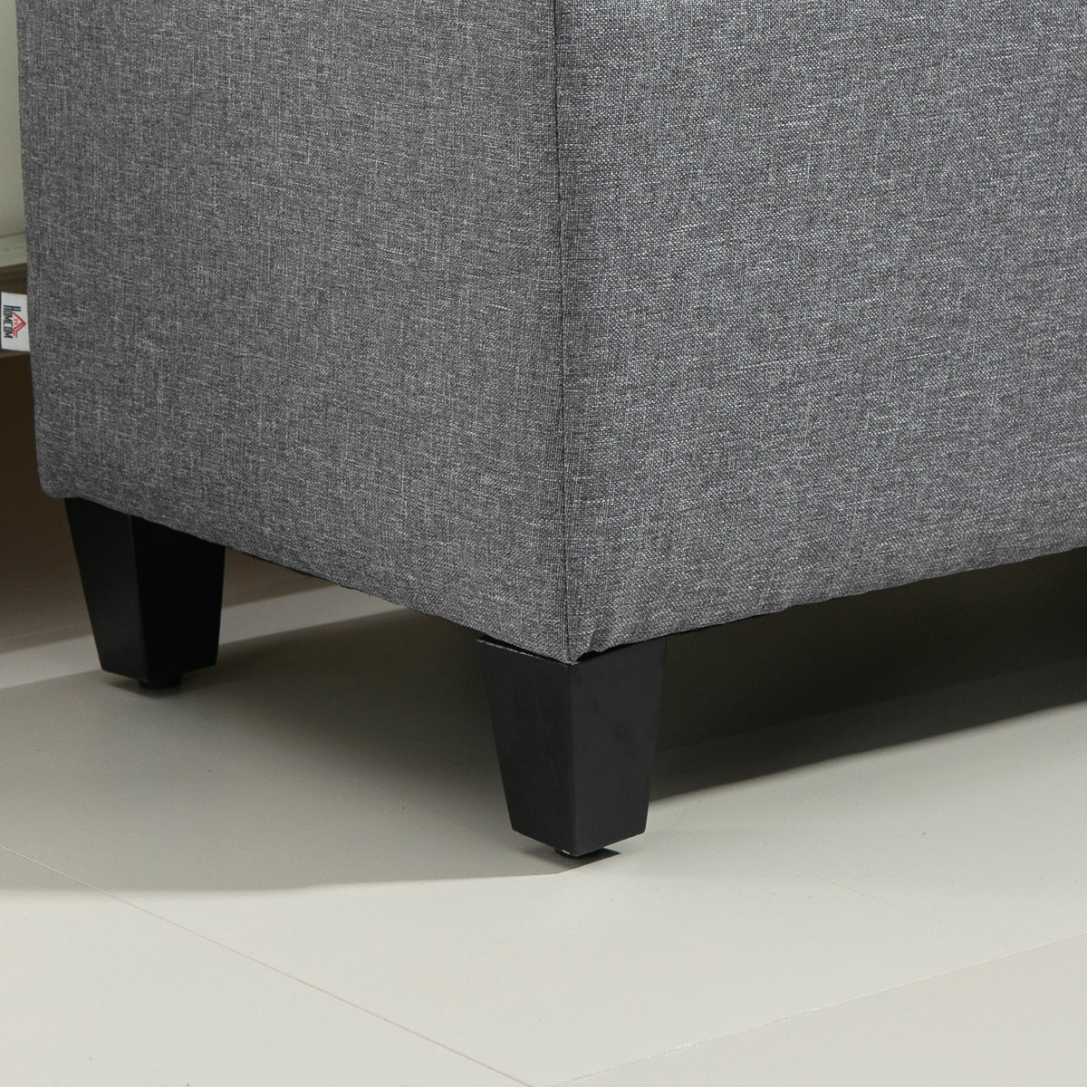 Upholstered Bench Storage Chest Hallway Bedroom 100x40x44 cm, Light Grey Polyester/Rubberwood
