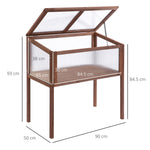Raised Bed Cold Frame Planter, 90 x 50 x 93 cm, Fir Wood & PC Board, Brown