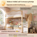 Children's Bunk Bed 90x200 with Storage & Stairs, White & Oak