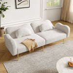 Two-Seater Sofa Bed Adjustable Backrest Gold Metal Feet