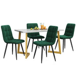 117cm Dining Set 5-Piece Rectangular Modern Dark Green Velvet Gold