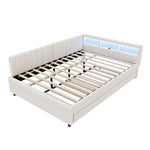 Daybed Sofa Bed 140x200cm Pull-out Bed Storage LED USB/Type-C - Linen Beige