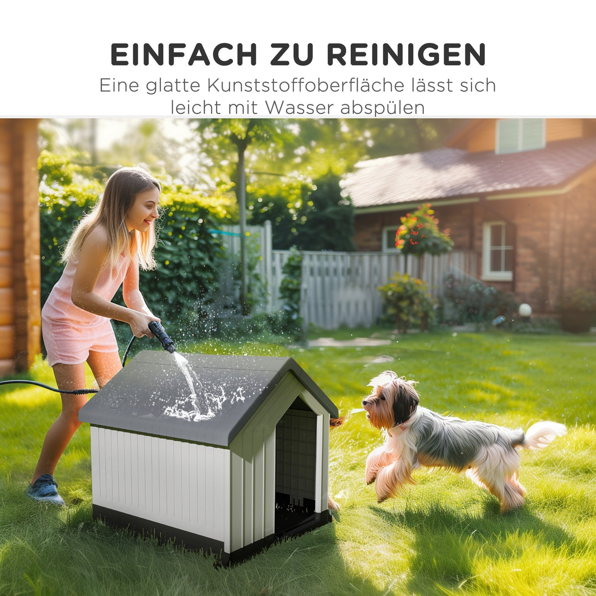 Dog Kennel, Weatherproof Small Animal House, Gray