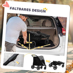 Dog Buggy, Foldable, 30 kg, Mesh Window, Grey Oxford