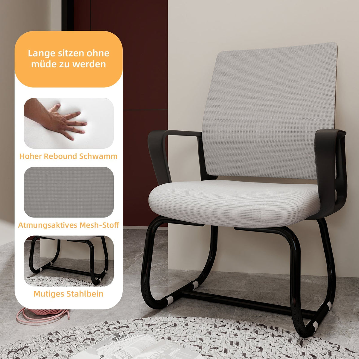 Minimalist Modern Office Chair, Metal Frame, Soft & Comfortable, Multi-Color