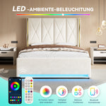 Hydraulic Storage Bed with LED & USB, 160x200 cm, Velour