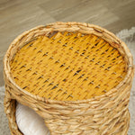 Cat Scratching Barrel, 50cm 2 Caves Cushion, Water Hyacinth Light Brown