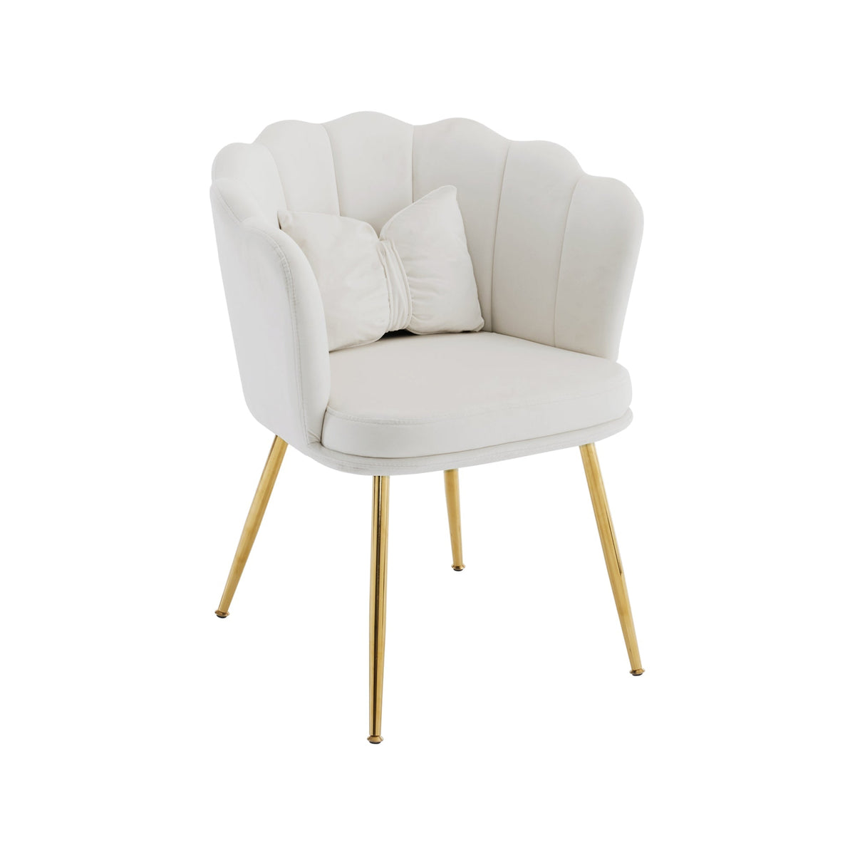 Chairs, Set of 6 Modern Velvet with Petal Backs, Gold Legs