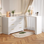 Rotating Dressing Table with LED Lighting, 110x40x129 cm, White