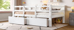 Wooden Platform Bed 90x200cm with Safety Railing & 2 Drawers, White