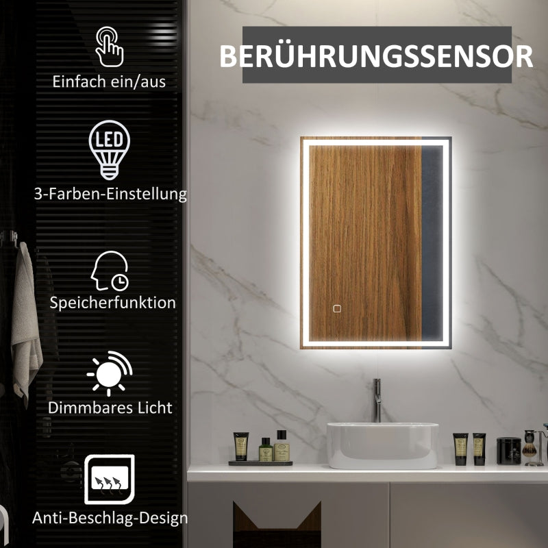 Bathroom Mirror, LED Touch Switch, White
