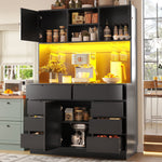 Tall Cabinet 120x40x183.5cm Smart LED Lighting 8 Drawers Adjustable Shelves Black