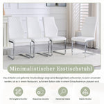 Dining Chair Set of 2 with High Backrest and Padded Seat, White PU Leather and Silver Metal