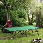 Camping Bed, 2 Person Folding with Carry Bag, Oxford Green Black